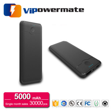Slim design credit card emergency portable usb charger power bank 5000mah with LED light